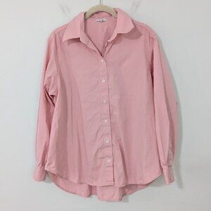 Reiss Jenny Cotton Poplin Shirt Button Front Collared Relaxed Pink Size 8